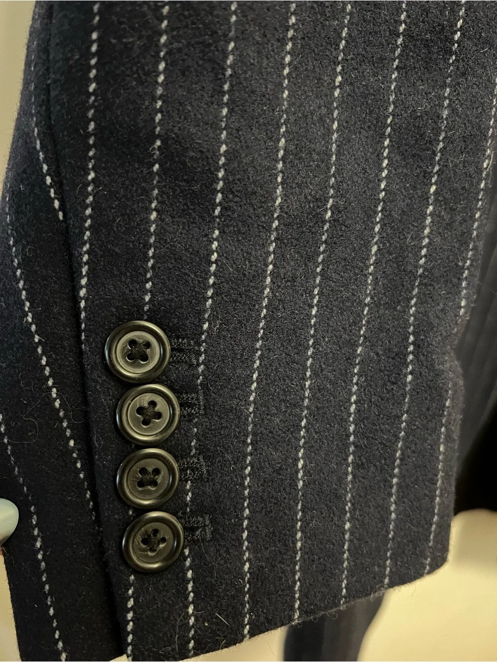 J.Crew Women's Navy Blue Melton Wool Pinstripe Coat / Jacket / Blazer